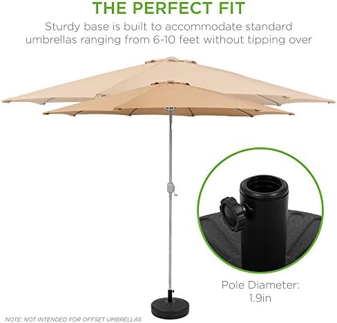 best choice products fillable umbrella base stand round, side view