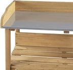 yaheetech potting bench outdoor console table w/3-tier storage,natural, view 9