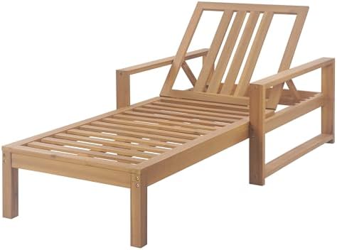 vilrocaz outdoor acacia wood chaise lounges with 6-position, front angle view