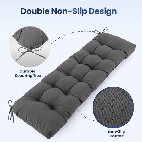 iaseahk outdoor bench cushion 48x18x5 inch, waterproof & showing dimensions