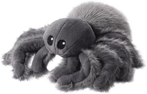 phantoscope halloween spider shaped throw pillow, faux fur on a desk or shelf