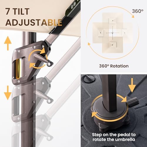 13 ft cantilever patio umbrella outdoor with lights, package contents