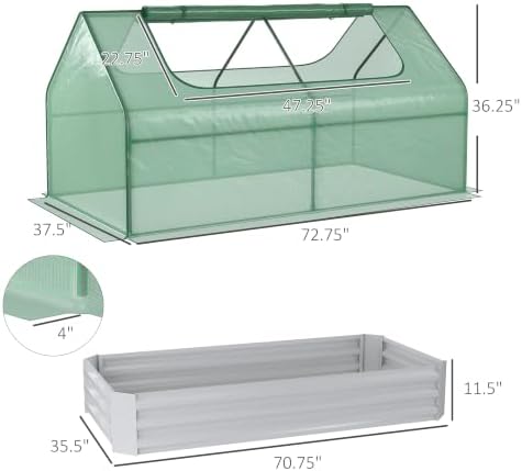 outsunny 6 x 3 x 1ft metal planter on a desk or shelf