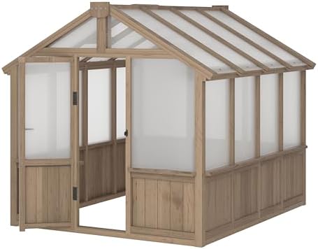 mupater 6 x 8 ft wooden polycarbonate greenhouse, view 9