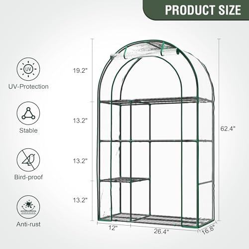 4-tier mini greenhouse for outdoors, 40" x 18" on a desk or shelf
