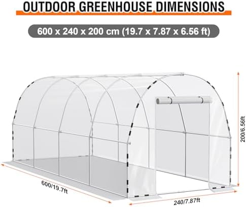 walk-in tunnel greenhouse for outdoors 19.7 x 7.9 shown in use
