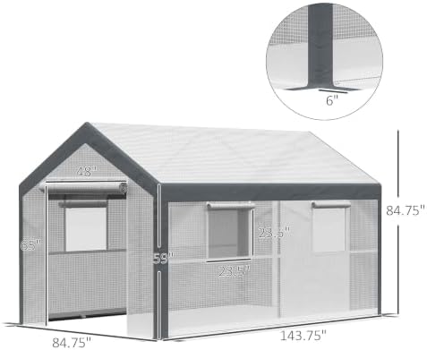 outsunny 12' x 7' x 7' greenhouse walk-in, close-up detail