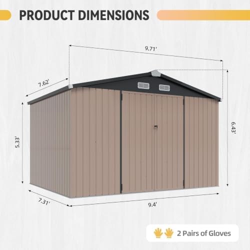aoxun 10x8ft shed with floor galvanized steel outdoor shown in use