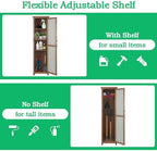 tall outdoor storage cabinet, weatherproof wooden garden potting, front angle view