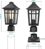 Darkaway Outdoor Post Lights Lamp Post Light Fixture, Waterproof Aluminum Housing with Glass, Fence Post Deck Lighting for Garden, Patio, Pathway (1 Pack, Black)