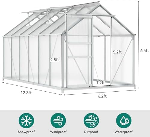 yitahome 12x6ft polycarbonate greenhouse large heavy duty green, package contents