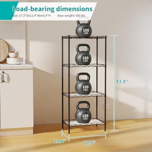 bestoffice | 4-tier wire shelf | 12" x, close-up detail