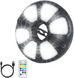 Arixinks 12 Colors Patio Umbrella Light with Remote Control/Cordless Rechargeable or AA Battery Operated Under Umbrella Pole Lights /300Lumens Dimmable/Pole Light for Patio Table Umbrellas Outdoor