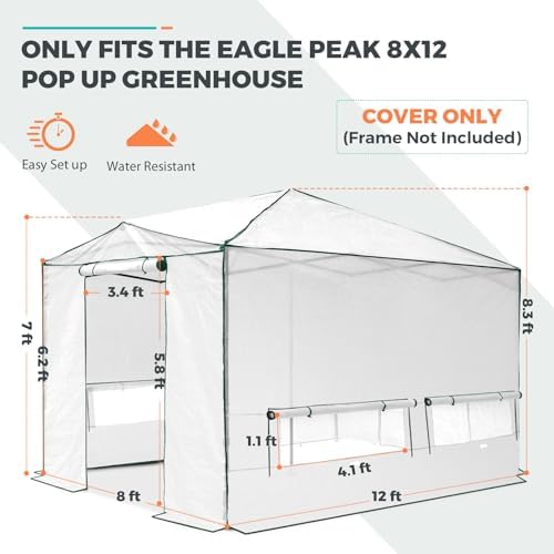 eagle peak replacement cover for 12x8 portable walk-in, close-up detail