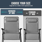 Best Choice Products Set of 2 Extra Wide Adjustable Steel Mesh Zero Gravity Lounge Chair Recliners w/Pillows and Cup Holder Trays - Ice Gray