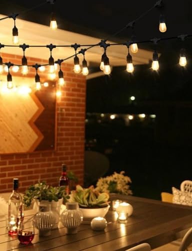 svater outdoor string lights 50 ft outside led, front angle view