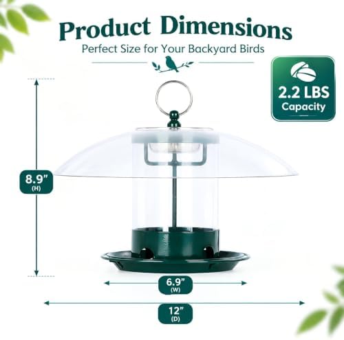 gbekery metal bird feeders for outdoors with 12” shown in use