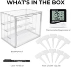 mini greenhouse indoor kit with hygrometer&growth label for, front angle view