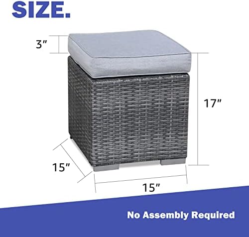 patiorama 2 pieces assembled outdoor patio ottoman, grey, close-up detail