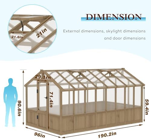 yardenaler 8x16 ft greenhouse for outdoor, 6mm thick, view 9