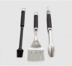 Weber Premium BBQ Tools Set - 3 Pcs | Stainless Steel Tongs, Spatula & Baster for Barbeque Cooking | BBQ Metal Utensils BBQ Accessories for Outdoor Cooking & Grilling - Silver (6764)