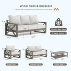 udpatio aluminum outdoor patio furniture set faux wood, view 9