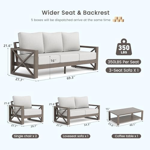 udpatio aluminum outdoor patio furniture set faux wood, view 9
