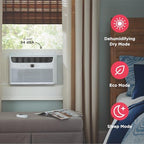 frigidaire 8,000 btu window air conditioner with remote showing dimensions