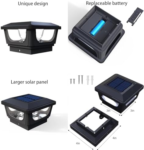 solar post cap lights for 3x3 metal &, front angle view