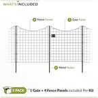 zippity 39in h black metal fence w/ gate showing dimensions