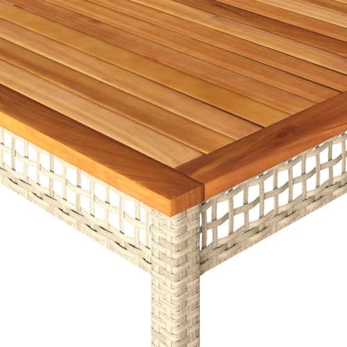 vidaxl patio table beige 70.9"x35.4"x29.5" poly rattan acacia, package contents
