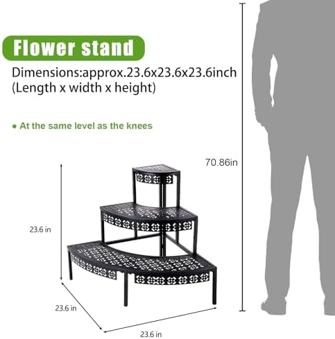 aboxoo 3-tier metal plant stand, stair-step corner shelf shown in use
