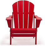 Malibu HDPE Outdoor Patio Folding Poly Adirondack Chair, Red