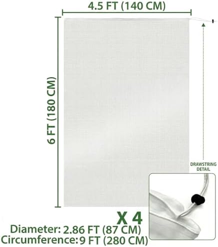 fruit tree protection bags 4.5x6 ft | pack showing dimensions