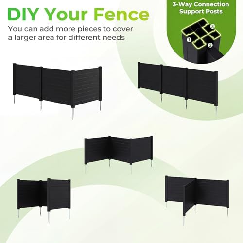 giantex no-dig air conditioner fence, 3 panels, 48''w showing dimensions