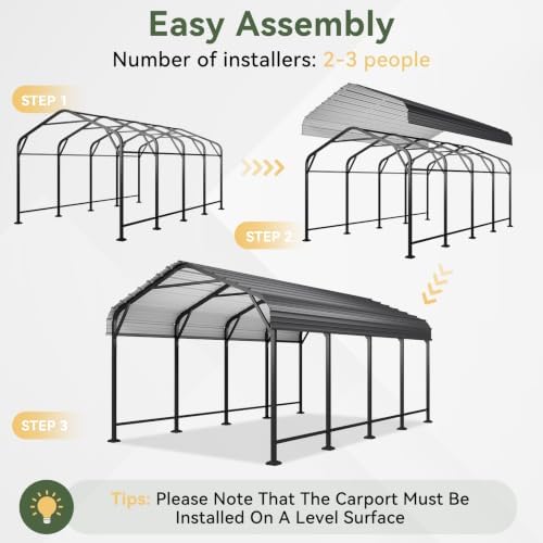 aoxun 12x20 ft metal carport heavy duty carport, package contents