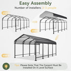 aoxun 12x20 ft metal carport heavy duty carport, package contents