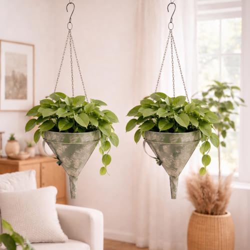 gocraft hanging planters, set of 2, quirky funnel shown in use