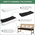 summsun outdoor bench cushion pad, 48 x 18, front angle view