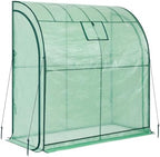lean-to greenhouse with 3-tier shelves: ohuhu portable walk-in, front angle view