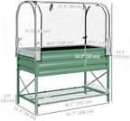 outsunny raised garden bed with cover and storage on a desk or shelf
