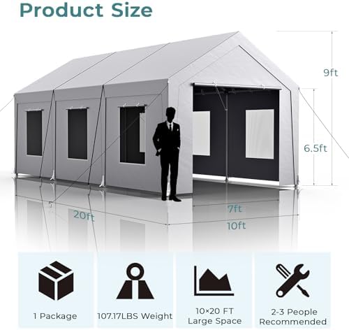 carport 10x20 ft heavy duty, car port with on a desk or shelf