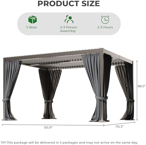 10×13 ft aluminum louvered pergola,outdoor metal pergola with shown in use
