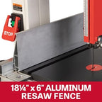 jet black 14" woodworking band saw, 1.75 hp showing dimensions