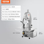 vevor commercial electric meat bandsaw, 1800w stainless steel on a desk or shelf