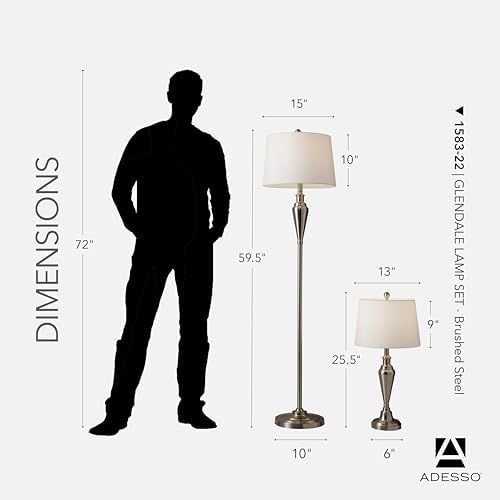 adesso 3-piece lamp set, antique brass & white shown in use