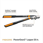 fiskars 25” powergear2 garden bypass loppers, 1.75" capacity, close-up detail