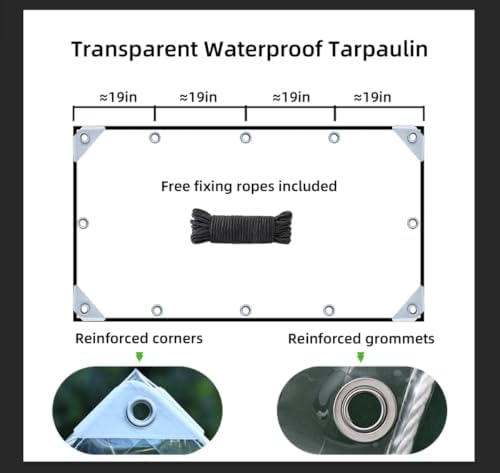 clear tarp 14mil heavy duty clear vinyl plastic, close-up detail