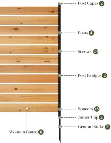 no dig wood privacy screen fence panel, outdoor showing dimensions