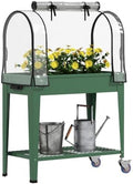 outsunny raised garden bed with greenhouse cover, lockable, main product view